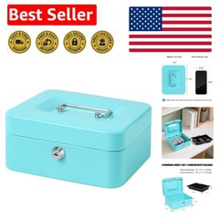 Portable Medium Cash Box with Key Lock – Perfect for Organizing Bills