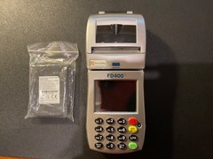 First Data FD400 TI Credit Card Terminal w/ Power Supply and paper.