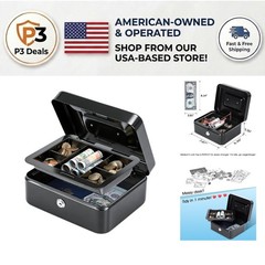 Durable Stainless Steel Cash Box with Lock, Ideal for Home & Business Use