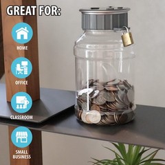 Locking Digital Coin Bank – Clear Jar with LCD Display – Counter for Kids