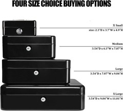 Secure X-Small Black Cash Box – Portable Lock Box for Savings & Meds, 0.6 lbs