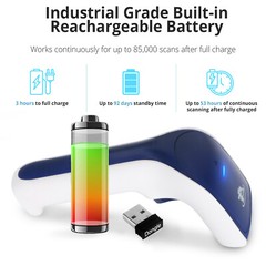 1D Wireless Bluetooth Barcode Scanner: 3-in-1 Handheld, USB BarCode Reader