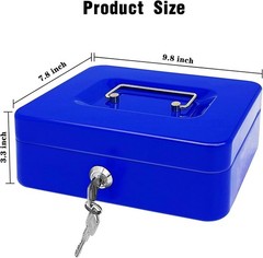 Steel Cash Box with Key Lock, Metal Small Money Organizer with Money Tray,Cas…