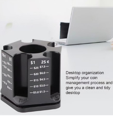 2-in-1 Rotatable Coin Counter & Sorter with Pen Holder Desk Organizer