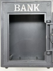 VTG Plastic Combination Lock Bank Safe Coin Bank Gray Toy Bank