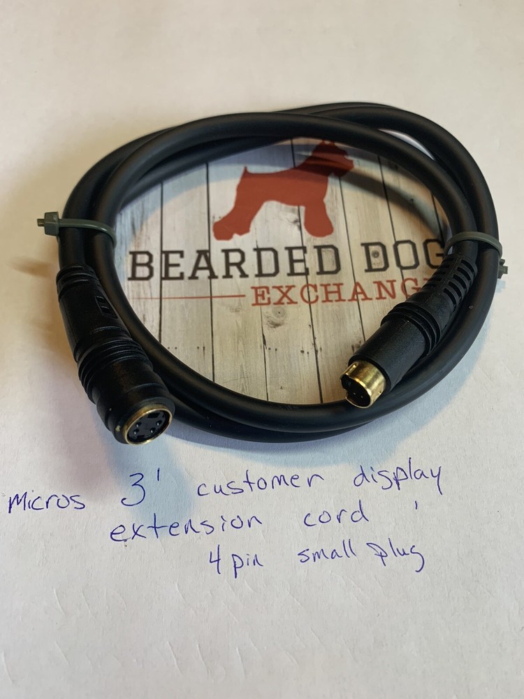 Micros 3′ display pole extension cord, black, small plug