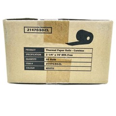 50 Rolls Coreless vx520 Special 2 1/4 x 70 thermal paper 2.25 inches x 70ft V…