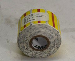 Zebra Direct Thermal Opaque Paper Labels 1.25″ x .625″ Yellow Red Stripe 600 Ct