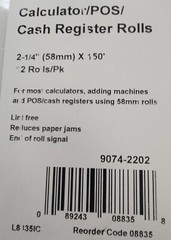 Calculator/POS/ Cash Register Rolls 2-1/4” x 150’/ 12 rolls/pack