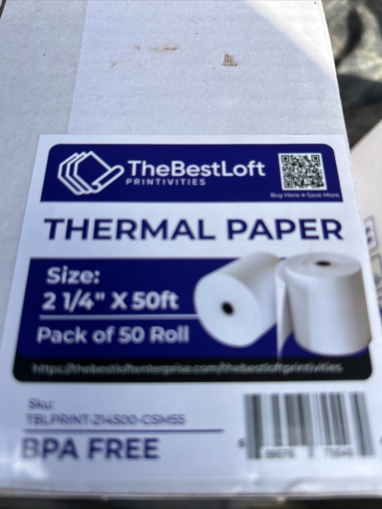 2 1/4 x 50 Thermal Paper 50 Rolls Credit Card & Cash Register POS Receipt Paper