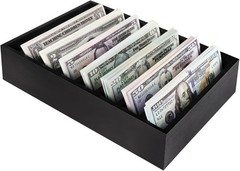 Money Organizer for Cash, 8 Compartment Wooden Cash Divider Storage Organizer…