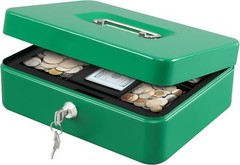 Large Green Lock Box with Money Tray 9.84×7.87×3.54 inch Metal Safe Cash Box