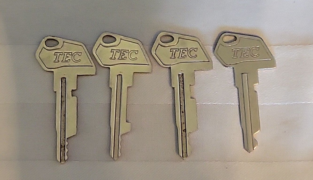 TEC Cash Register Keys Set of 4 – S, SET, REG, 1 5L11 series