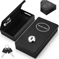 1 Pack Metal Box for Gamblers Pocket Sized Winner Bank Casino Cash Box with 2 Ke