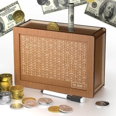 10000 Savings Challenge Box, Cash Vault Wooden Savings Box 10000, Kakeibo Money