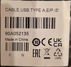 Datalogic 90A052135 Cable, USB, Type A, External Power, 4.5 meter (14.76 feet)