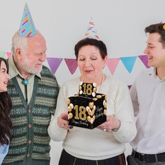 18th Birthday Money Box for Cash Pull, Happy Birthday Black Gold Boxes Gifts …