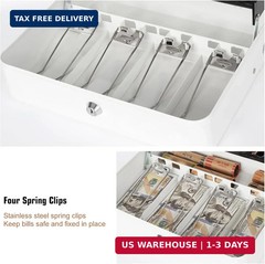 Sumerfnt Cash Box with Lock and Money Tray Money Box for Cash, Metal Lock Box fo