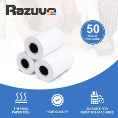 50 Rolls- 2 1/4 X 50 Thermal Receipt Paper Rolls- Fits All Pos Cash Registers, F