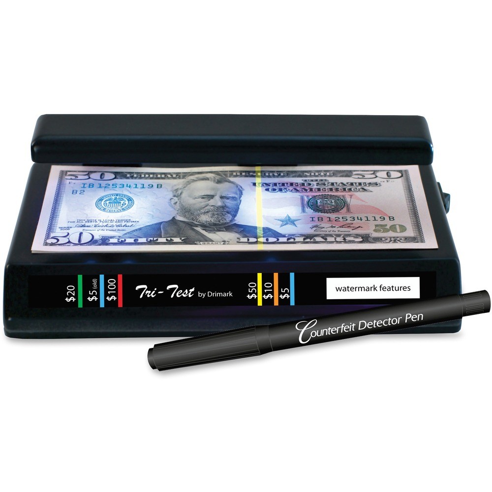 Dri Mark Tri Test Counterfeit Detector – Ultraviolet, Watermark – Black – 1 Box