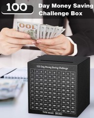 Metal Money Saving Box Save $5050 Unbreakable Stainless Steel Piggy Bank Black