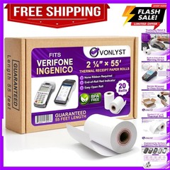 Verifone & Ingenico Thermal Paper Rolls 2 1/4″ x 55′ 20 Pack BPA Free Receipt…
