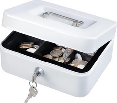 Water-Resistant Medium Cash Box with Key – Ideal for Business & Personal Use