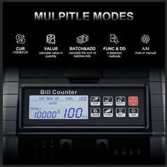 AL1000 Money Counter Machine with Value Counting, Support Dollar and Euro, UV, M