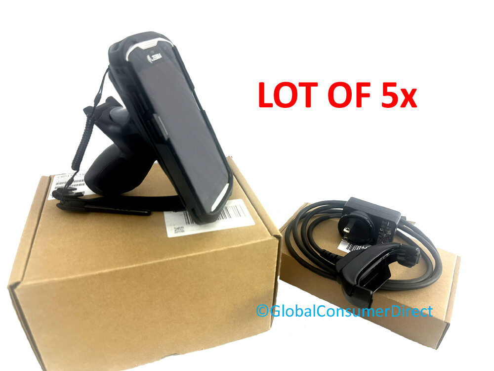 Lot of 5 Zebra TC51 1D/2D Android 8.1 TC510K Computer +Charger Case & Handle