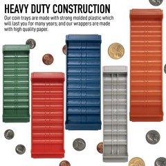 Rolled Coin Storage Organizer 5 Tray Set with Ridges for Loose Coins | Dollar, Q