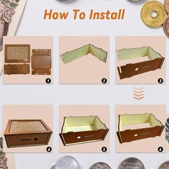 Money Saving Challenge Box Cash Vault Wooden Savings Box Cash Saver $10000