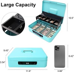 Portable Cash Box with Combination Lock – Light Blue