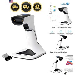 Bluetooth Barcode Scanner Wireless 1D 2D QR Code Reader with Stand, USB Wired…