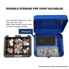 KYODOLED Cash Box with Money Tray,Storage Safe Lock Box with Key,Cash Drawer,…