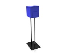 Returned! Blue Metal Ballot Box Donation Box Suggestion Box With Black Stand