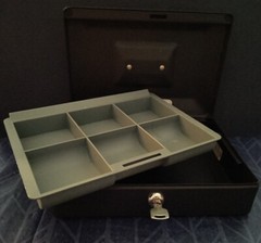 Sentrysafe Money Safe Cash Box with Money Tray and Key Lock, 0.21 Cubic Feet, 3.