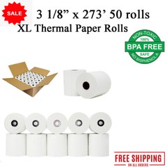 3-1/8″ x 273′ Thermal Recipet paper 50 Rolls x 6 cases (300rolls) BPA Free