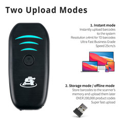 Portable Mini Wireless Bluetooth Barcode Scanner Rechargeable 1D & 2D Scan Gun