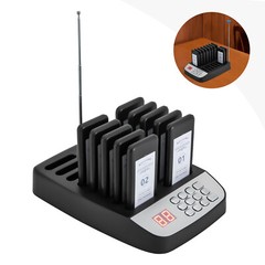 Restaurant Wireless Guest Paging System 10Beepers Queuing Calling Pagers w/Light