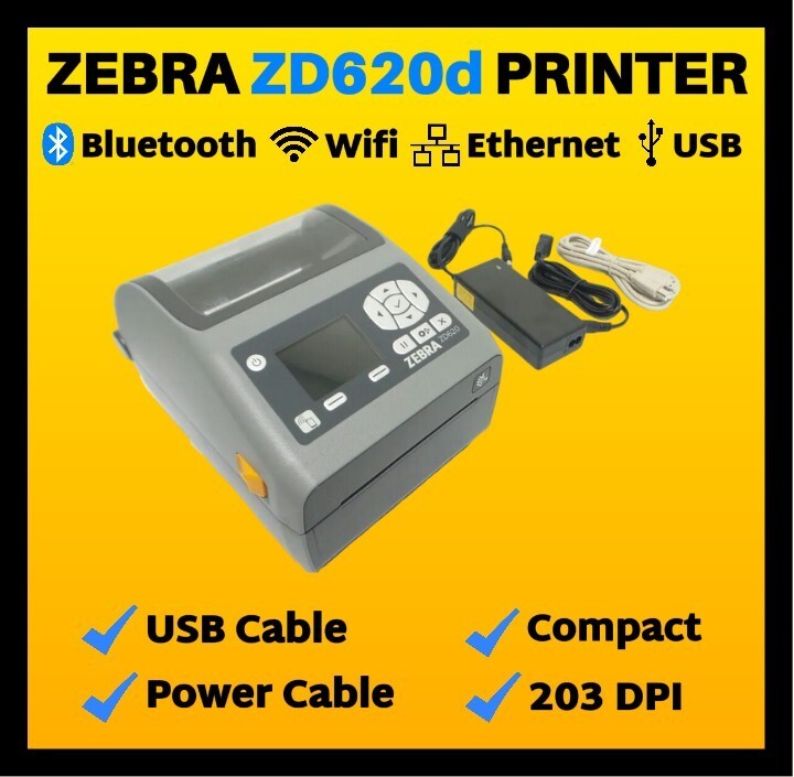 Lot of 12 Zebra ZD620d Direct Thermal Printer Kit, Includes USB & Power Cable!🔥