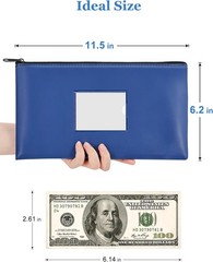 SMARTAKE 2-Pack Bank Deposit Money Bags with Zipper, 2-Pack, Navy Blue & Red