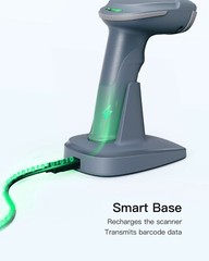 Inateck 2D Wireless Barcode Scanner Bluetooth 2.4Ghz with Rechargable Smart Base