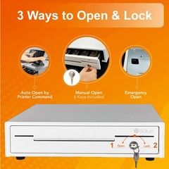 13″ Cash Drawer for POS Systems – Removable Coin Tray, Key Lock, 4 Bill, 5 Coin,