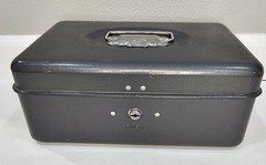 VINTAGE UNION CASH BOX UNION STEEL CHEST METAL GRAY WITH DRAWER