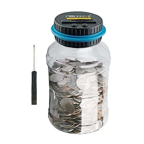 Coin Piggy Bank Saving Jar Digital Coin Counter with LCD Display Large