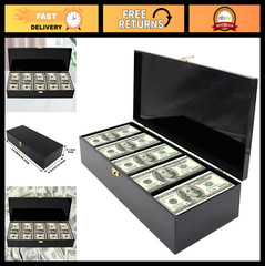 Lockable Black Acrylic Currency Tray – 5 Compartment Cash Organizer & Storage Bo