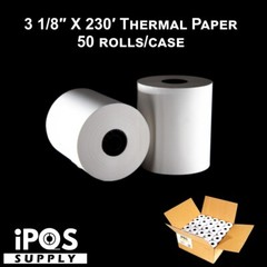 3-1/8″ x 230′ THERMAL POS RECEIPT PRINTER ROLL 50 ROLLS CASE Limited Time Offer