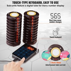 Uimoso Wireless Paging System with 20 Guest Call Coasters for Restaurants