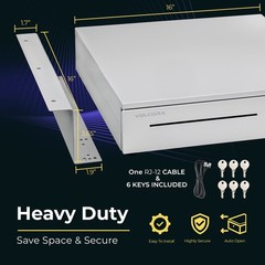 16″ White Cash Register Drawer with Mounting Bracket for POS Systems