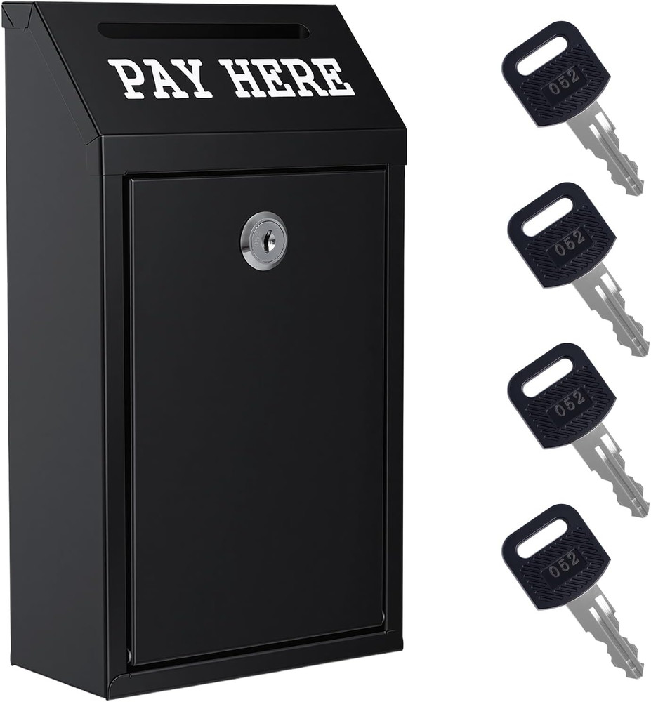 Sumerfnt Locking Cash Box with Slot, Metal Money Donation Box with Lock and 4 Ke